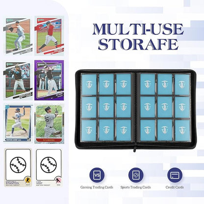 Trading Card Binder, 9 Side Loading Pocket Card Album Hold Up to 540 Cards, Zipper Binder for Cards Collection, TCG Card Holder for Game Card, Sports Card, Yugioh, MTG etc. (Apple Green)