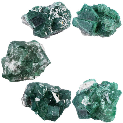 moonsix Natural Green Fluorite Rough Stone Healing Crystal Cluster Specimen Decor for Wicca, Collection, Display (25-75 mm)