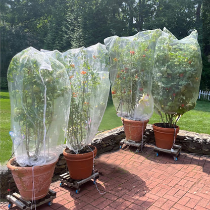 Drawstring Blueberry Netting for Bushes-(4 Pack 4.92×3.94Ft) - Easy Install Reusable Garden Netting, Protective Mesh for Fruit Trees & Tomato Plants, Blocks Birds, Squirrels & Insects