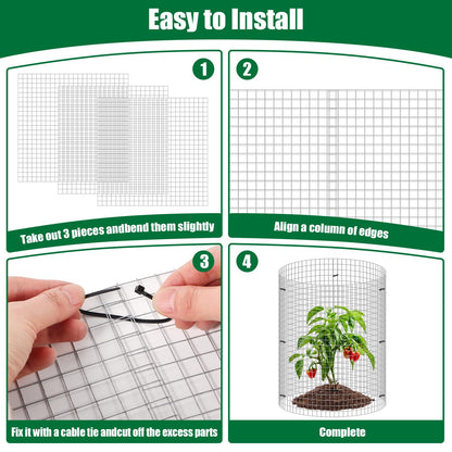 30Pcs Garden Plant Protector Cage 12''x12'', 10 Set Metal Wire Protectors for Plants, Protection Cages with Stakes Nylon Ties, Animals Barrier to Keep Chicken Rabbit Away from Plants Flower Vegetables