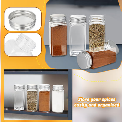 36 Pack 3.4 oz Plastic Spice Bottles with Stainless Steel Top Plastic Spice Jars Empty Square Seasoning Containers with Shaker Lids for Kitchen Storage