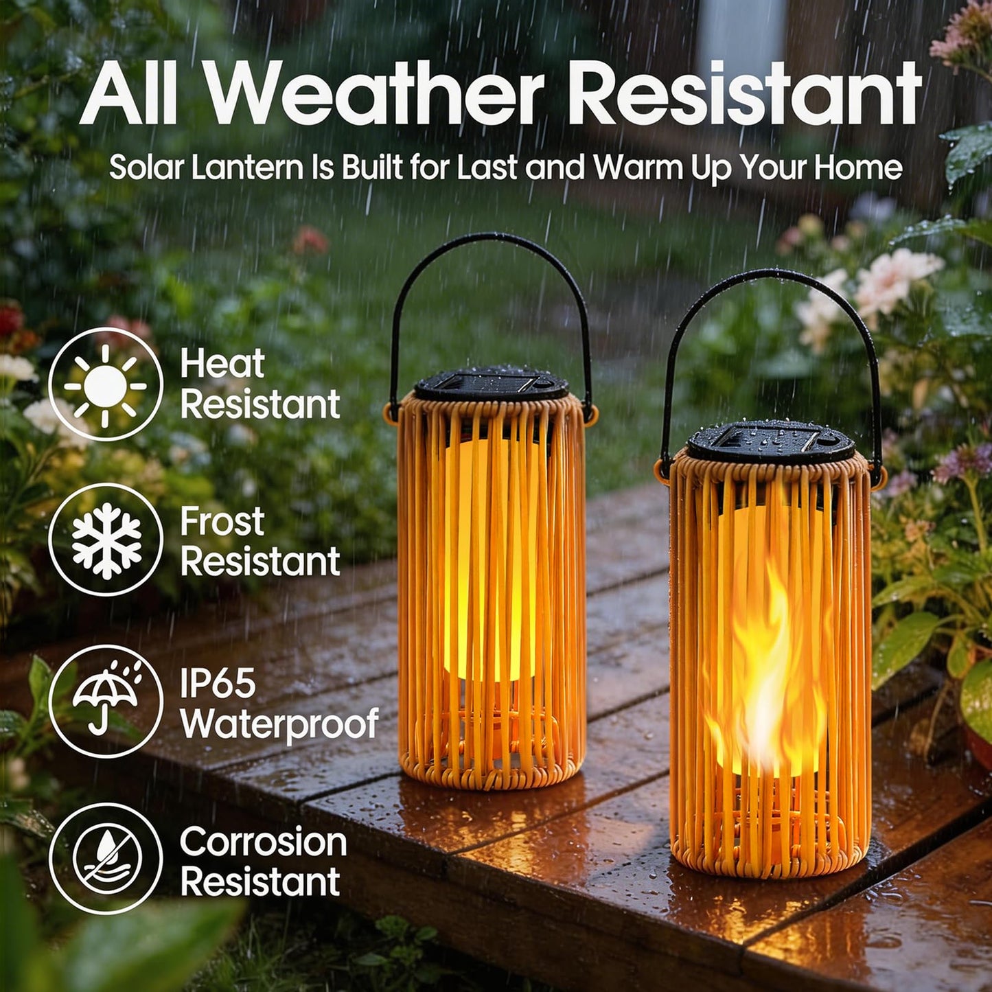 Amugmilk Solar Pathway Lights Outdoor Hanging Garden Decorations,Solar Lanterns Waterproof Flickering Flame Gifts for Women Mom Grandma,Decorative Lantern Stakes Outside for Lawn Yard Porch Tree