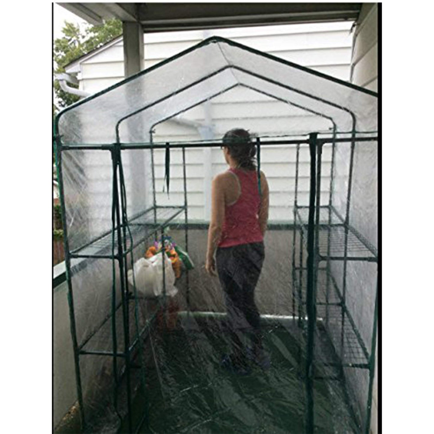 Greenhouse - Walk in Greenhouse with 8 Sturdy Shelves and PVC Cover for Indoor or Outdoor Use - 56 x 56 x 76-Inch Green House by Pure Garden