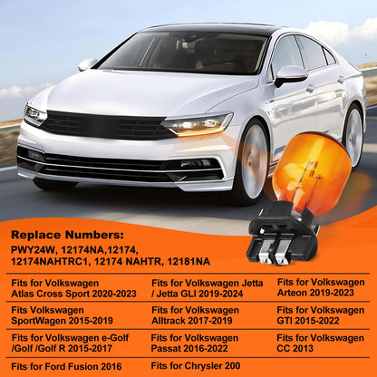 lodfGL PWY24W Turn Signal Light Bulbs 12V 24W Replacement for 2016 Passat, 2017 Octavia, Audi A4 Q3 Q7, Ford