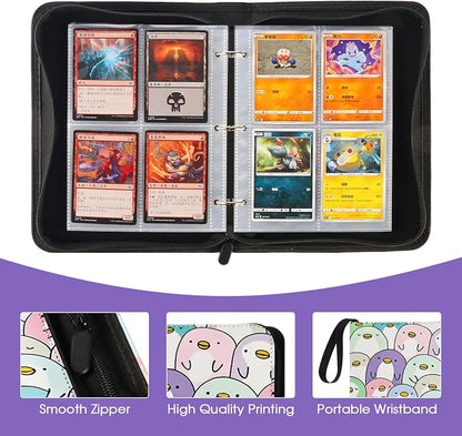4-Pocket Card Binder with 50 Removable Pages, Holds 400 Cards | Fits trading, sports, gaming and collectible cards. Great for boys and girls to organize and protect collections(Penguin)