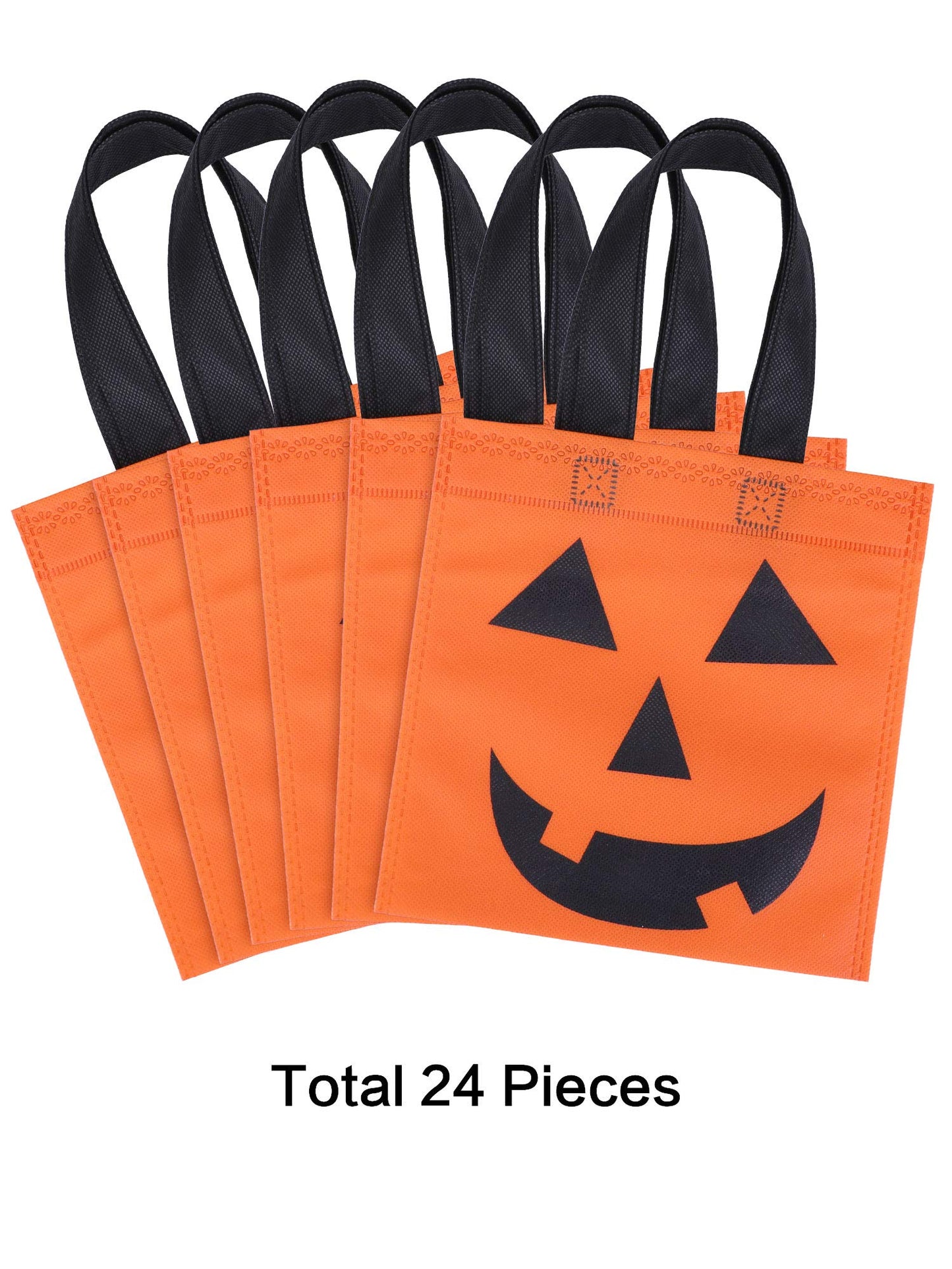 Boao 24 Pieces Halloween Lantern Pumpkin Tote Bags Non Woven Candy Bags for Halloween Party(7.9 x 7.9 Inch)