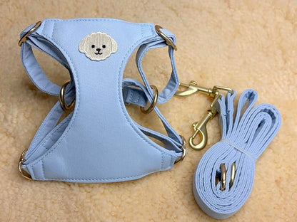 AetruffyPet 100% Cotton Dog Harness and Leash Set – Soft Breathable Vest for Small Dogs, Adjustable No-Choke Design, Lightweight Walking Set (XS/S/M) (Blue, M)