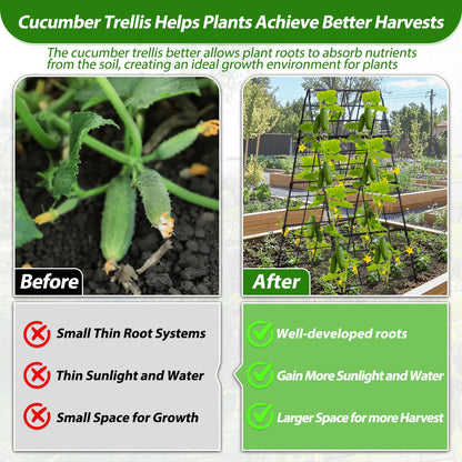 Cucumber Trellis for Raised Bed A Frame Metal Garden Trellis for Climbing Plants Outdoor, 42 x 16IN Foldable Coated Steel Cucumbers Trelli, Easy to Install Cucumber Trellis for Vegetable Fruit