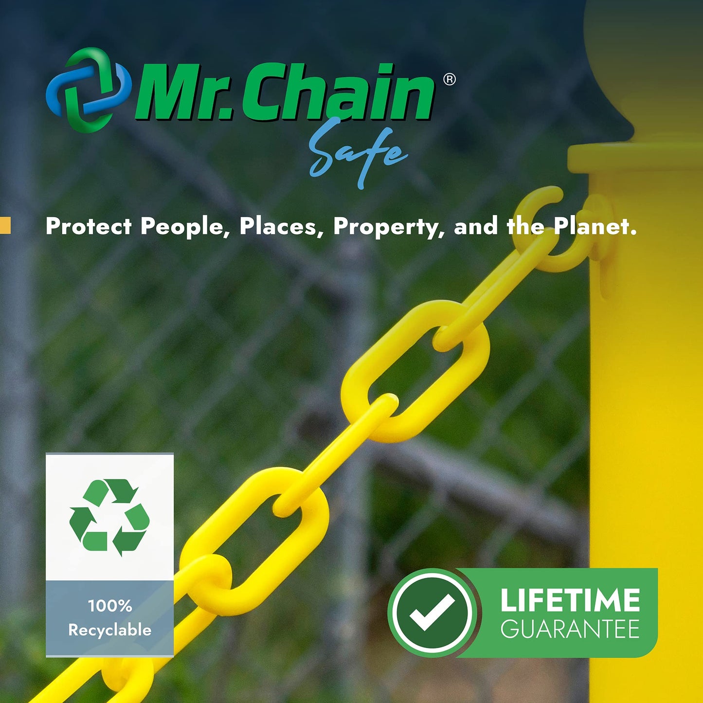 Mr. Chain Plastic Barrier Chain, Safety Orange, 1.5-Inch Link Diameter, 25-Foot Length (30012-25)