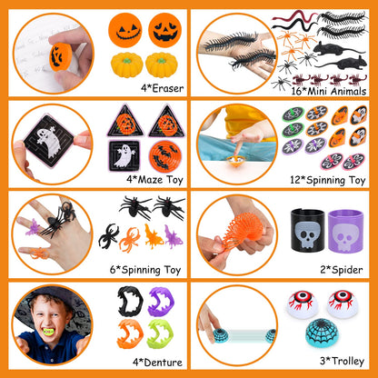 TOY Life Halloween Party Favors for Kids Halloween Toys in Bulk Halloween Prizes for Kids Halloween Pumpkin Buckets Goodie Bags Stuffers Fillers Non Candy Treat for Kid