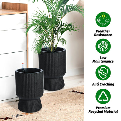 CABIHOME 14.2" Tall Planters, 2packs-Large Planter for Outdoor Plants, Flower Pots with Water Level Monitor, for Patio, Porch, Living Room, Home Office, for Outdoor & Indoor Plants, Classic White