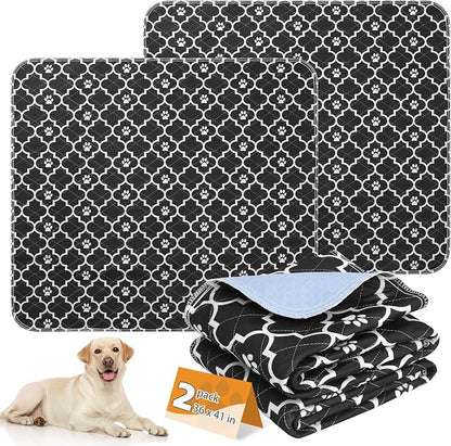 KOOLTAIL Washable Pee Pads for Dogs, 2 Packs Super Absorbent Leakproof & Non-Slip Dog Pee Pad Extra Large, Reusable Puppy Training Pads Waterproof, Pet Mat Rug for Whelping,Floor,Crate,Cats, 36"x41"