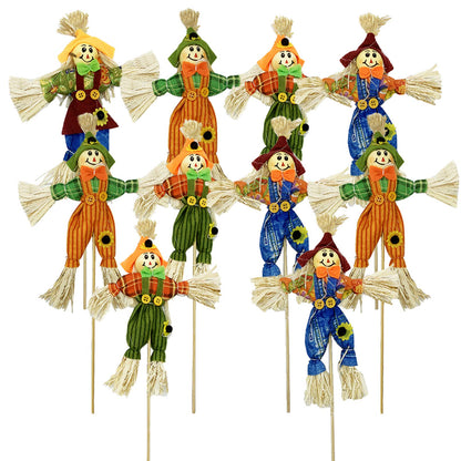 EBaokuup 10 PCS Halloween Scarecrow Decorations - 11.8 Inch Fall Harvest Scarecrow for Autumn, Halloween, Garden, Yard Decoration