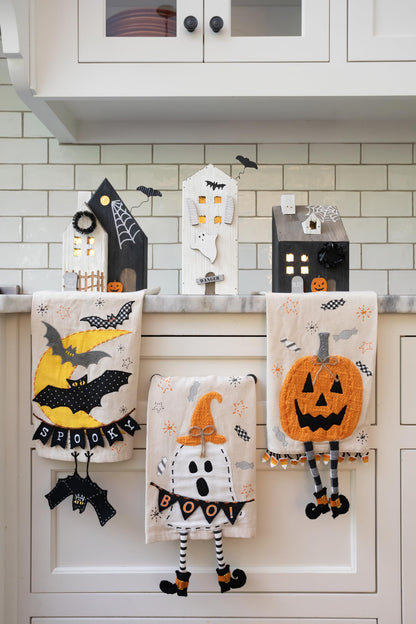 Mud Pie Dangle Leg Towel, Pumpkin, 10.5" x 7"