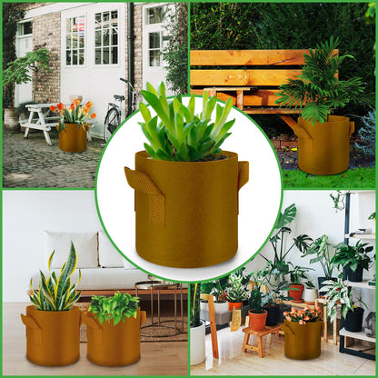 FineGearPow 5-Pack 5 Gallon Grow Bags Heavy Duty Thickened Nonwoven Fabric Pots with Handles, Plant Grow Bags for Vegetables/Flower/Plant/Fruits, Brown