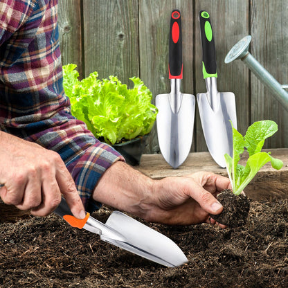Yaocom 24 Pcs Garden Shovel Aluminum Alloy Heavy Duty Trowel Small Digging Shovels Metal Hand Trowel Spade with Soft Handle for Garden Lawn Yard Planting Tool (Wide Shovel,Yellow,Green,Orange,Red)