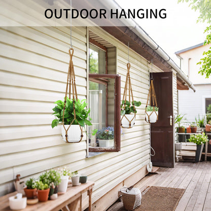 IDEEEPAN Macrame Plant Hanger - Fits 4 to 13 inches Pots for Indoor Outdoor, 35"/29"/23" Different Sizes Set, Brown (POTS NOT Included)