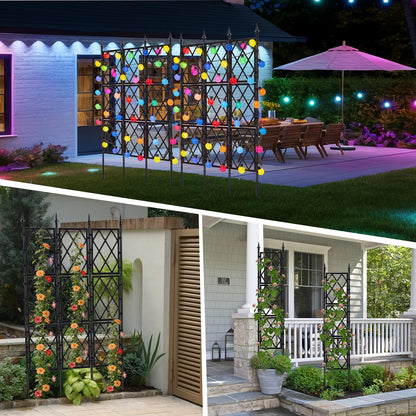 5.25FT Garden Trellis for Climbing Plants Outdoor, Black Iron Pipe Support Fence,Metal Wall Lattice Climbing Frame for Potted Plants Indoor for Ivy Vines Vegetable Flower, Patio, Lawn, Yard, Backyard