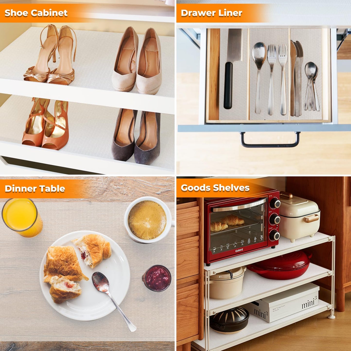 Kitchen Shelf Liner Non-Slip Cabinet Liner 12 in x 20 FT Washable Refrigerator Liners Oil-Proof Drawer Liners for Kitchen Dining Transparent Wide 12inch
