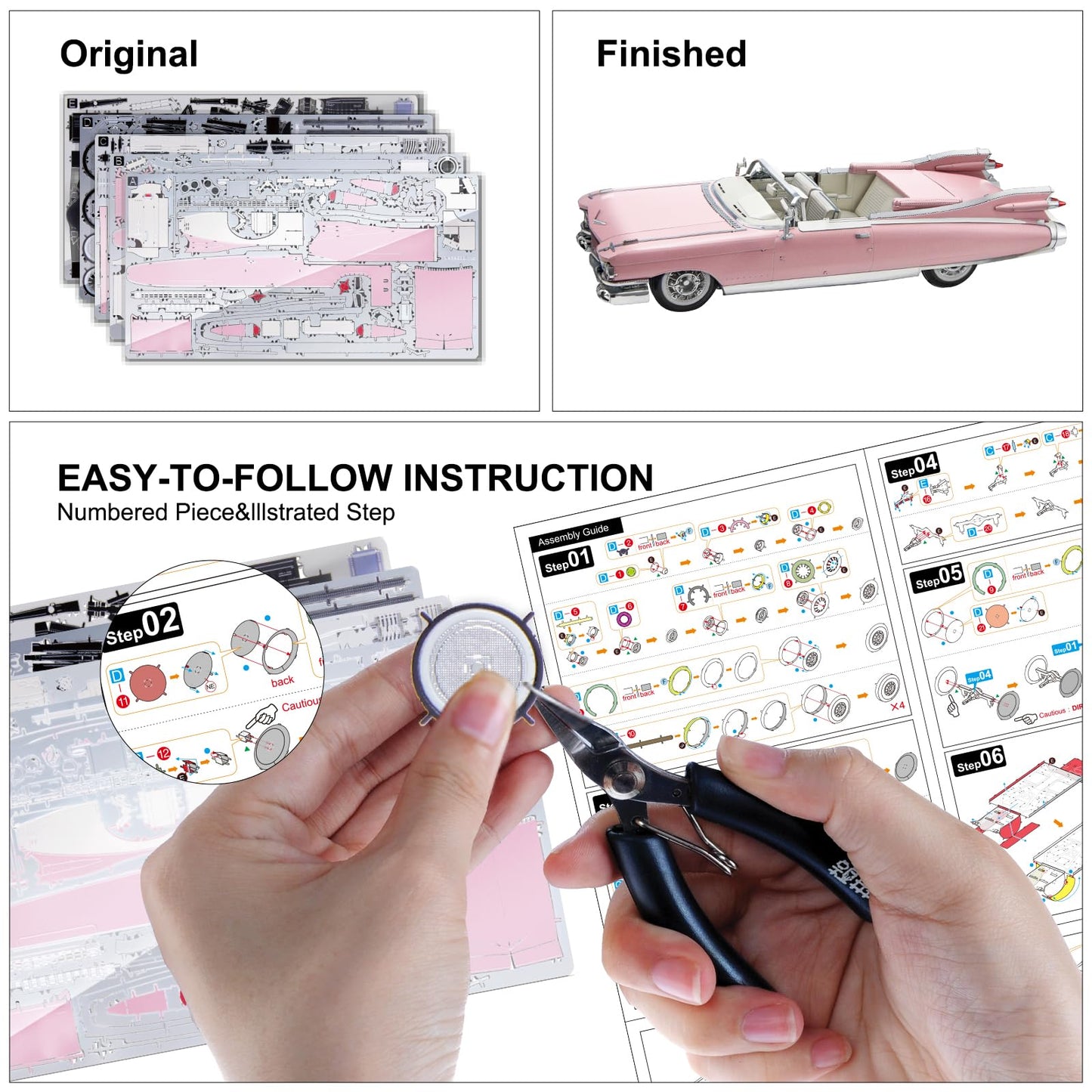 Piececool 3D Puzzles for Adults, Convertible Series 62 Car Model Building Kits, DIY Metal Craft Kits Home Decoration Creative Gifts for Christmas