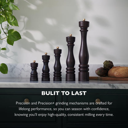 Cole & Mason London Refillable Spice Mill - Kitchen & Home Accessory - Table Black Pepper Grinder - Pepper Mill with Carbon Steel Mechanism - 5", Chocolate Wood