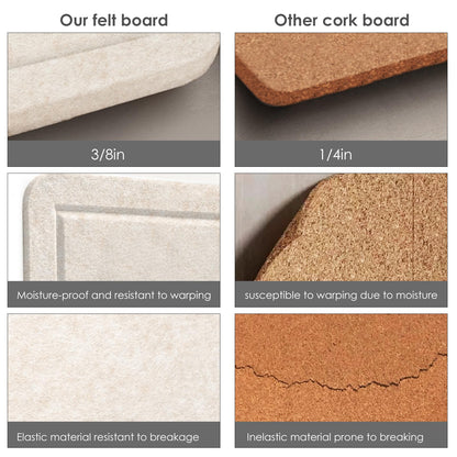 Lightomorrow Bulletin Board, 24 x 18 inches Decorative Felt Pin Board, Vision Board Cork Board Alternative for Wall, Foldable Photo Board with 20 Pushpins - Oatmeal
