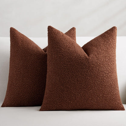 GRASiMOSY Fall Decorative Throw Pillow Covers 18 x 18 Inch, Set of 2, Thanksgiving Autumn Harvest Decor Boucle Cushion Pillow Cover for Couch Bedroom Sofa Living Room, Burnt Orange