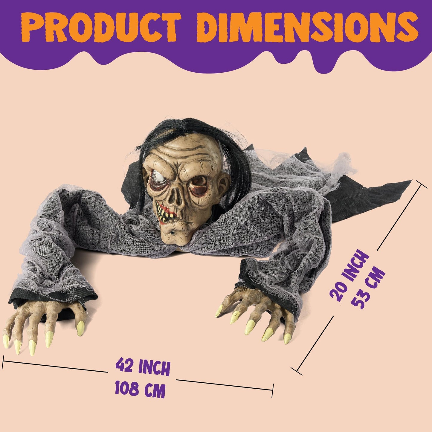 JOYIN Halloween Decorations Outdoor Zombie Groundbreaker with Decayed Face and Flash Eyes, Halloween Outside Decorations Scary Zombies Prop for Yard Graveyard Lawn Cemetery Decor