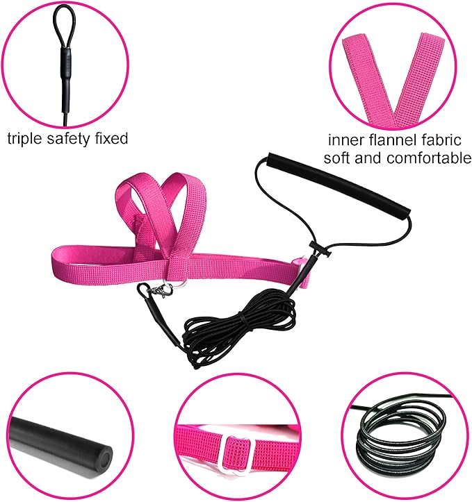 VANFAVORI Adjustable Bird Harness with 80 Inch Leash, Outdoor Flying Kit Training Rope for Bird Parrots Cockatiel S Size Weight 70-120 Grams,Magenta