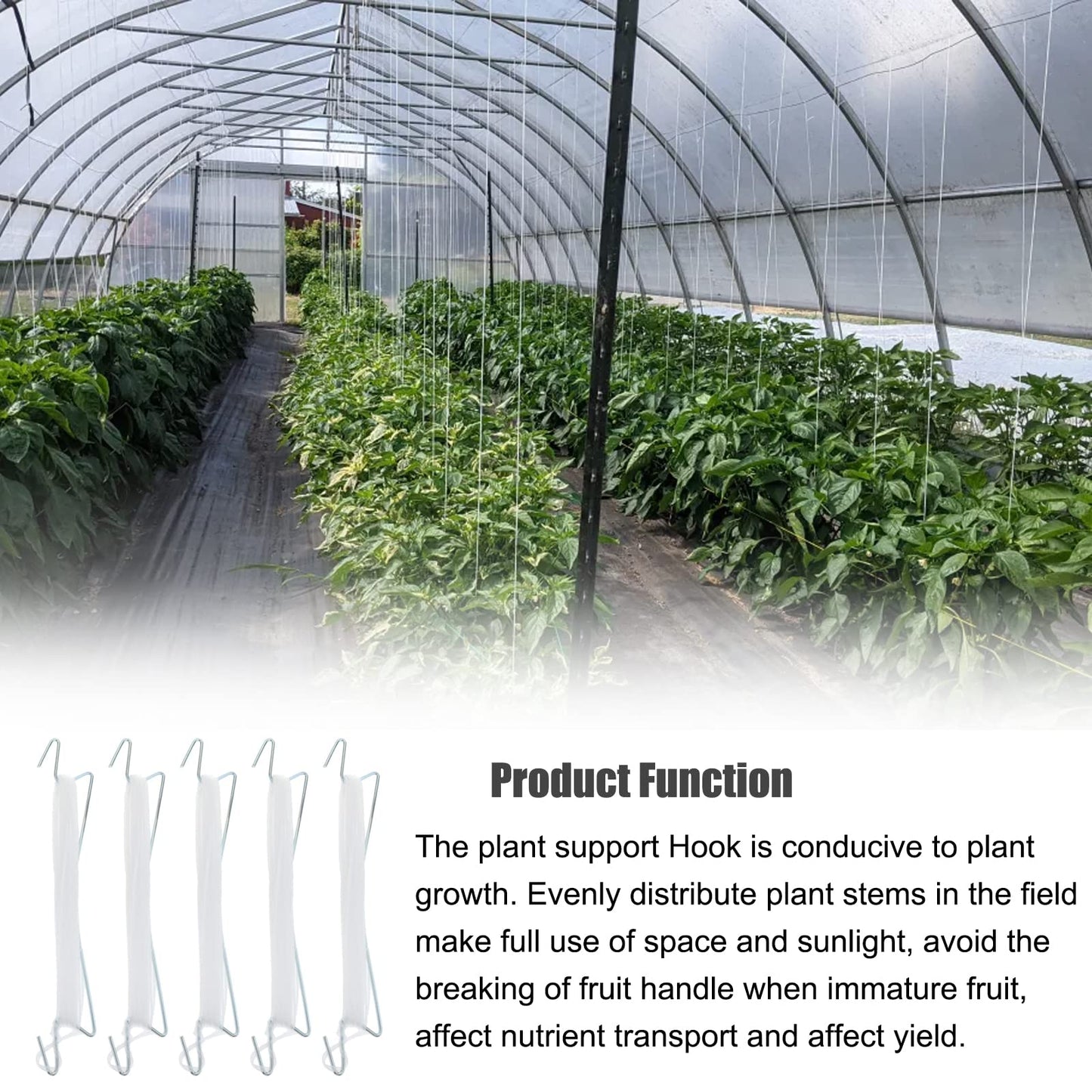 Bandelt 20pcs Tomato Support J Hooks, Tomato Climbing Hooks with 39ft Twine to Prevent Tomatoes from Pinching or Falling Off for Plant Vegetable Plant Fruit Flower