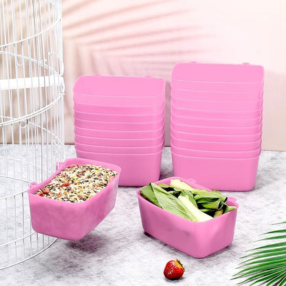 Zhehao 20 Pcs Bird Cage Cups Chicken Feeder Waterer Cups 18 oz Pigeon Feeder Plastic Poultry Wire Cage Hanging Rooster Chicken Water Bowl for Pet Bunny Gamefowl Poultry(Pink)