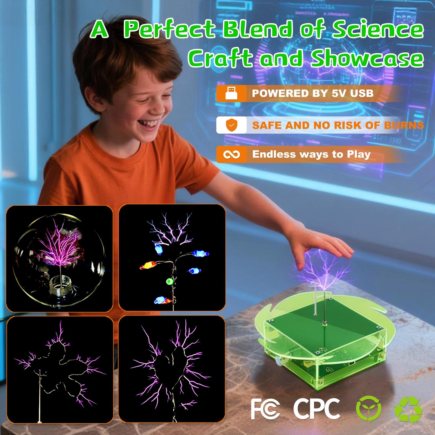 eUda+ STEM Tesla Lightning Kit for Kids&Adults Science Kits for Kids Age 12-14 Electronic Stem Kits for Kids Age 14-16 Toys for Teenage Boys 16-19 Build Your Tesla Coil Kit (Soldering Version, BFG)