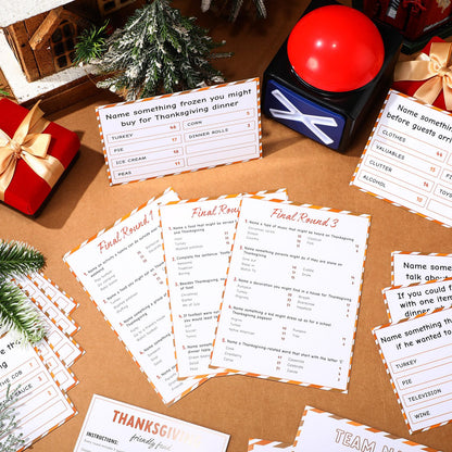 Syhood Thanksgiving Friendly Feud Game with 2 Answer Buzzer, Friendsgiving Family Card, Family Trivia Quiz Game Night for Party Office Adults Large Groups Teams