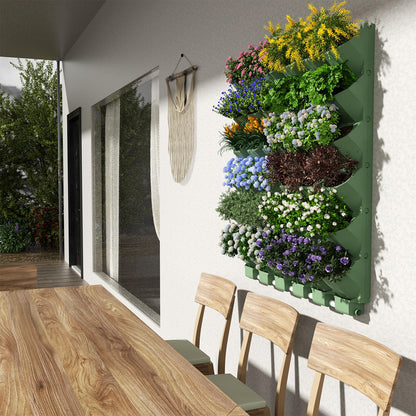 ZIAERKOR 36 Pockets Self Watering Wall Mounted Vertical Planter, Wall Planter Indoor Vertical Living Green Plant Wall Easy Installation (Green with Timing System)