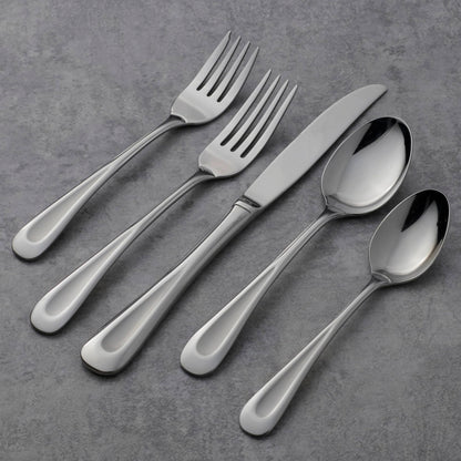 Oneida Silverware Set For 8, Satin Sand Dune 45-Piece Everyday Flatware Set with Serving Utensils, Service For 8, 18/0 Stainless Steel Silverware, Knives Spoons and Forks (Silver, 45 Piece)