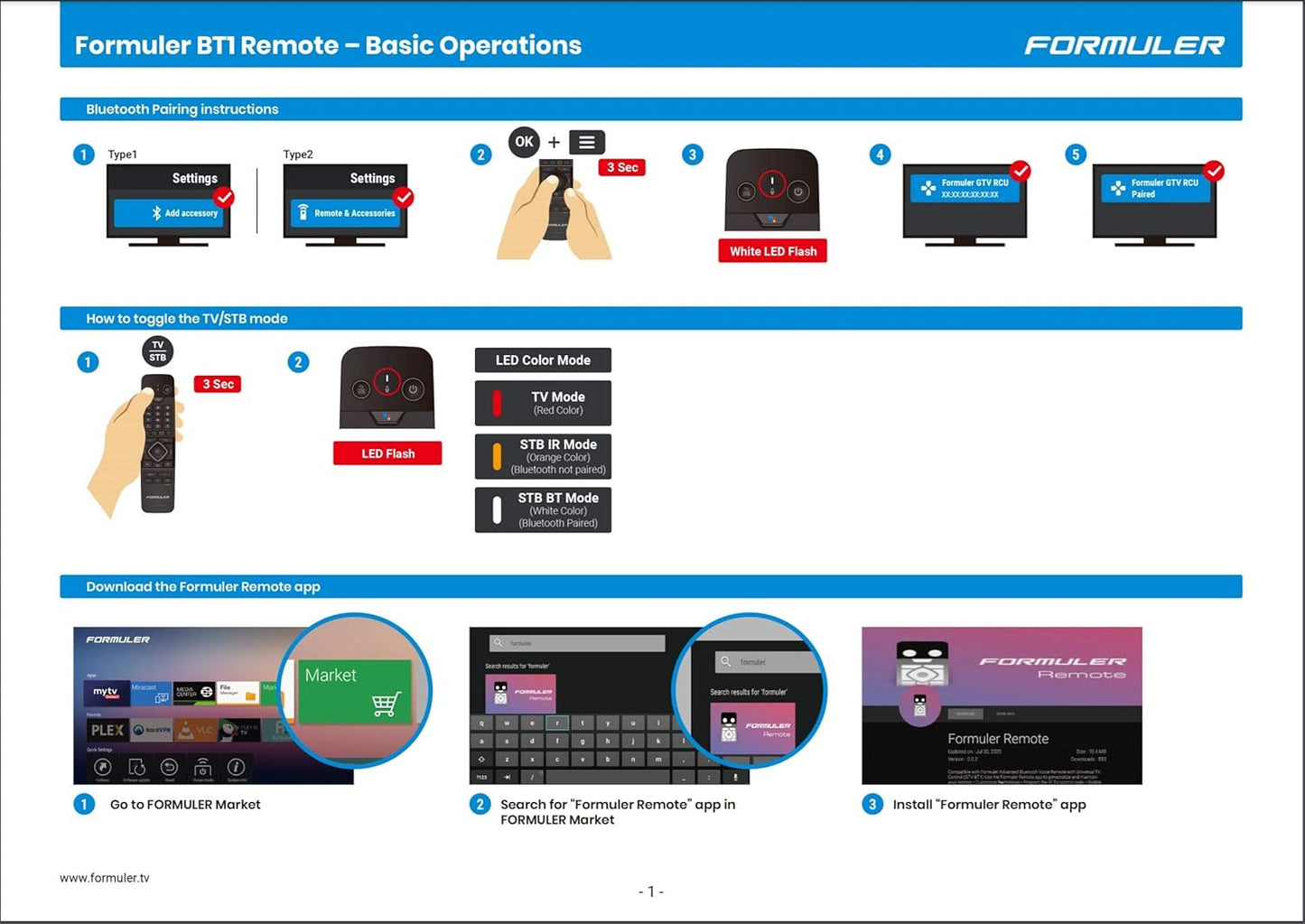 FORMULER GTV-BT1 Bluetooth Voice Control Remote Control High End Compatible with All TVs