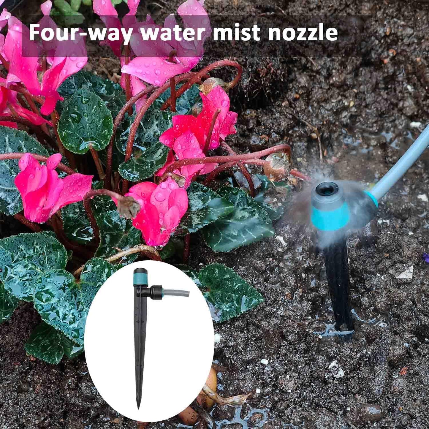 Drip Irrigation System with Water Timer(Dual System) Plug-in Quick Connection Drip Irrigation Kit 5/16“ID and 1/4 Inch Pipe Auto Watering System for Garden Spray, Greenhouse, Lawn, Potted Plants