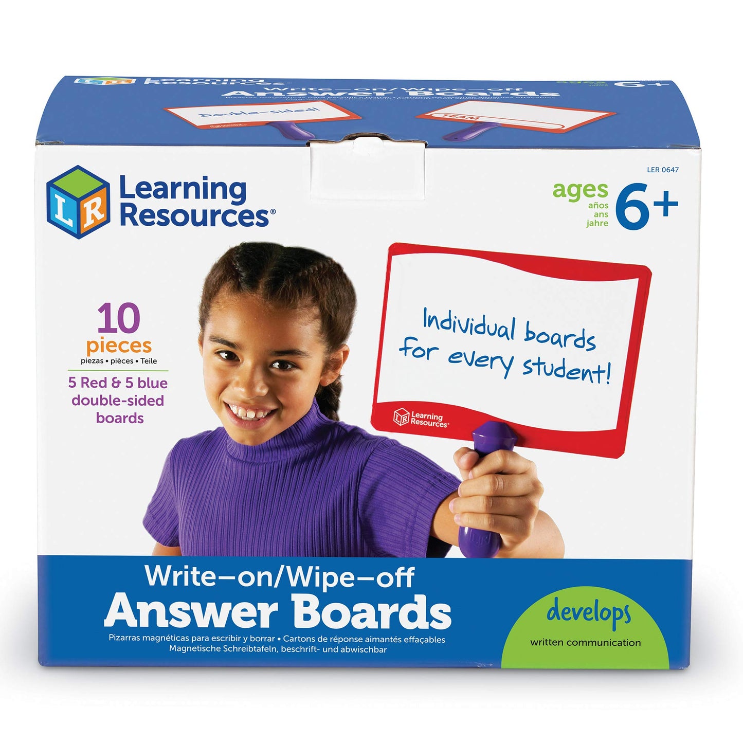 Learning Resources Write-on / Wipe-off Answer Boards, Set of 10 Erasable Boards, Ages 6+