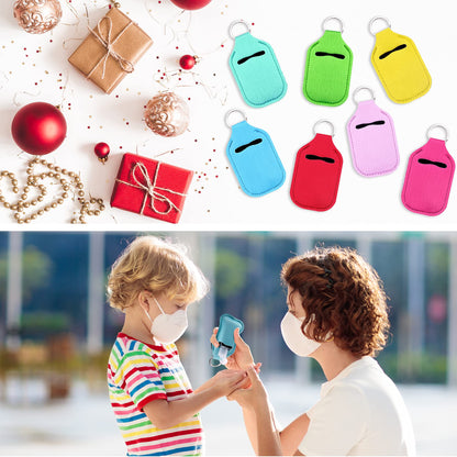 Duufin 60 Pieces Hand Sanitizer Keychain Holders Empty Travel Bottles Set Including 30 Pieces Reusable Clear Bottles and 30 Pieces Hand Sanitizer Holder for Backpack and Purse