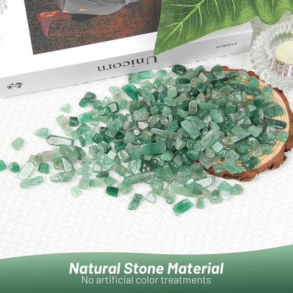 1.1lb Natural Crushed Green Strawberry Quartz Crystal Tumbled Chips-Healing Crystals Chips Bulk, Crushed Crystal Gemstones for Crafts, Beautiful Package for Gift(Green Strawberry Quartz)