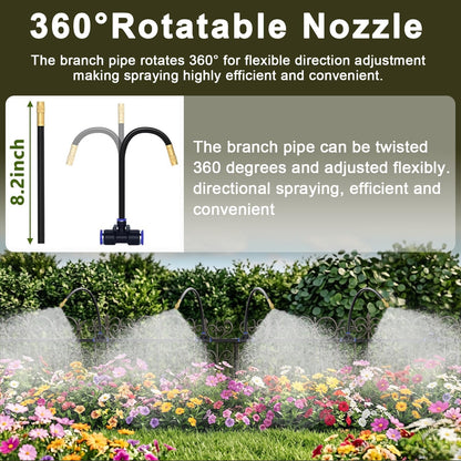 50FT Drip Irrigation Kit for Garden Beds, Greenhouse & Potted Plants – Adjustable Micro Watering System with 1/4" Distribution Tubing, Emitters, Connectors & Stakes