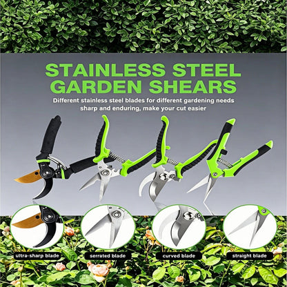 AUDCALIGHT 4-Pack Bypass Pruning Shears, Titanium Steel Blade,With Gardening Gloves,Shears Stainless, Ergonomic Hand Pruning Shears for Trees, Plants (Shears Gardening Tool Kit)