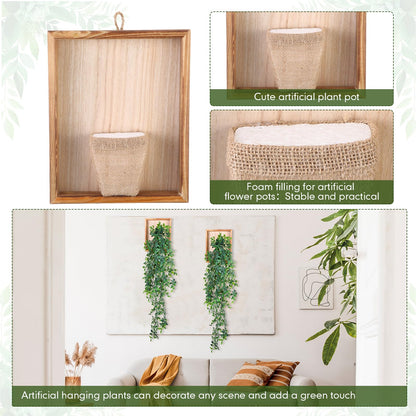 Briwooody 2 Pack Artificial Hanging Plants with Wooden Frames Home Fake Hanging Mandala Leaves Greenery Plants Mandala Vine Supplies for Wall Living Room Decor Bathroom Shelf Indoor