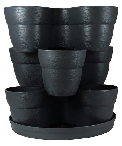 Bloomers Stackable Flower Tower Planter – Holds up to 9 Plants – Great Both Indoors and Outdoors – Charcoal