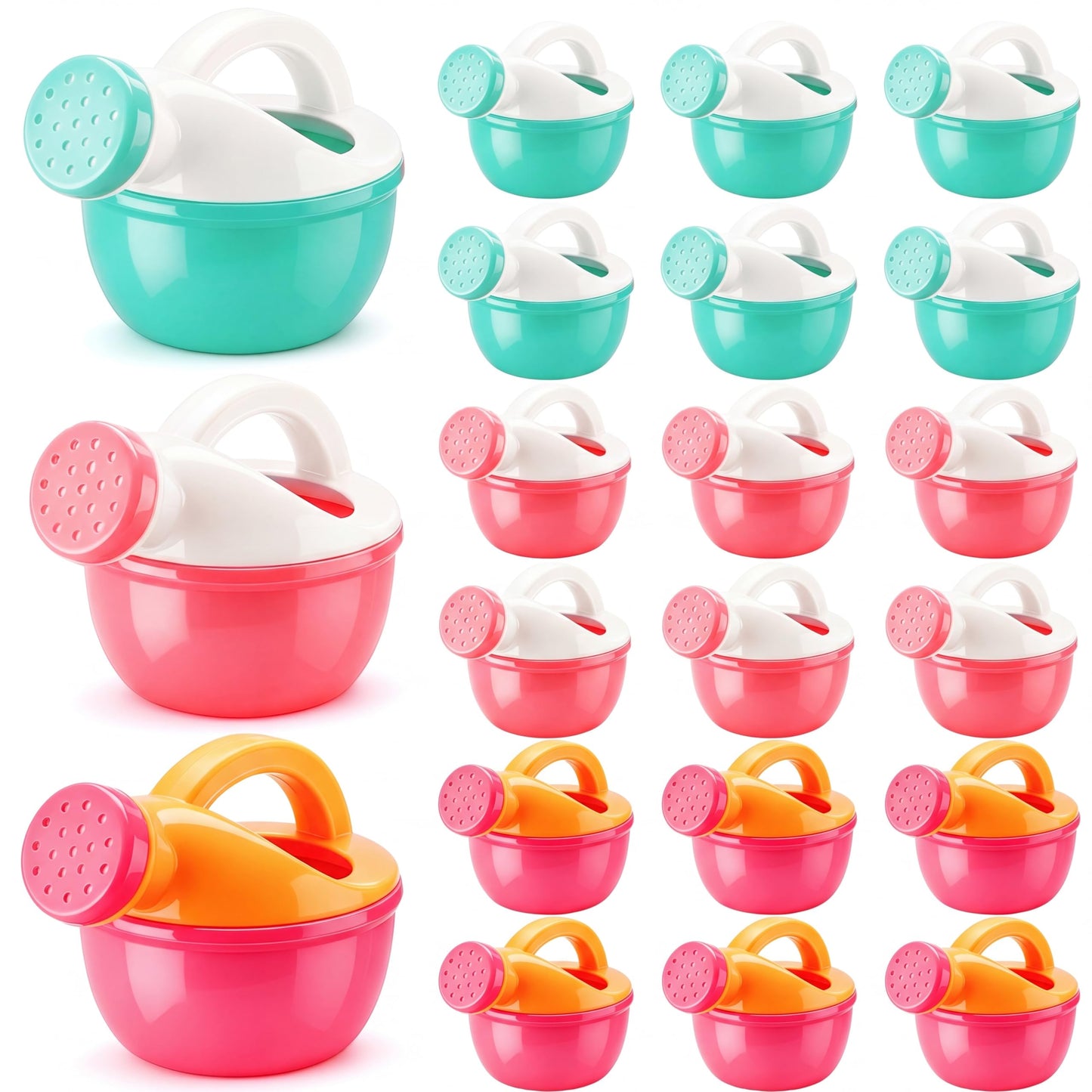 Sieral 20 Pcs Mini Plastic Watering Cans Bulk 3.5 Inch Small Portable Watering Pot Can for Garden, Indoor Outdoor Plants, Flower, Succulents, House Plants, Beach Sand and Water Play Yellow, Pink, Blue
