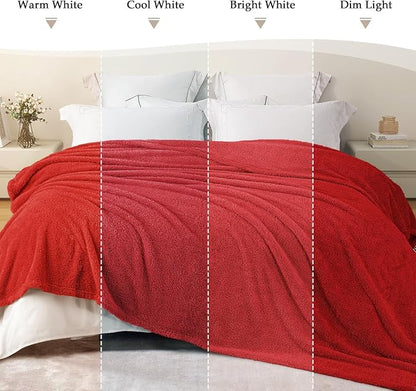 Exclusivo Mezcla Fleece Bed Blankets Queen Size, Ultra Soft, Lightweight and Fuzzy Red Blanket for Women, Home Decor, 90x90 Inches