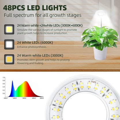 EWPJDK Grow Light Full Spectrum Plant Grow Lights with Detachable Base 48 LED Plant Light Desk Grow Lamp for Indoor Plants Growing Lamps (White, 1)