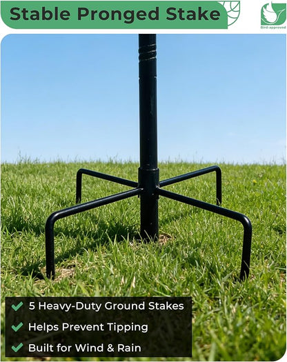 Metal Bird Bath for Outside, 3" Deep 12" Dia Removable Bowl, 36" H Garden Bird Bath | Stable 5-Prong Stake, Rust-Resistant, Easy Clean Outdoor Birdbath for Yard Lawn Patio