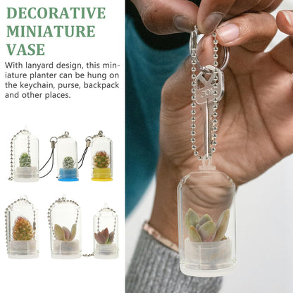 Ipetboom Desk Decor Desk Decor Glass Vase 6pcs Miniature Potted Plants Keychain Clear Terrarium Plant Keychain for Car Key Pendant Backpack Charms Glass Vase Vase