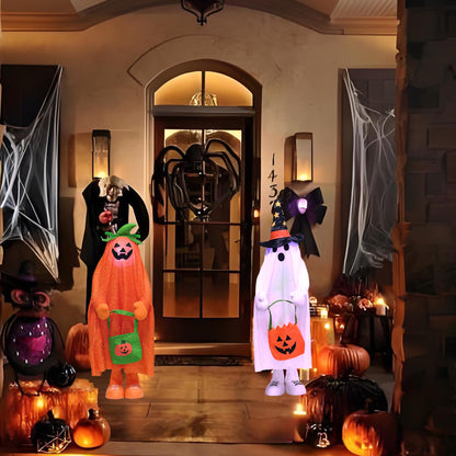 YUETJIN 37" Front Porch Light up Halloween Ghost Figure Décor, Kit Standing Trick or Treat Indoor and Outdoor Decorations-Start